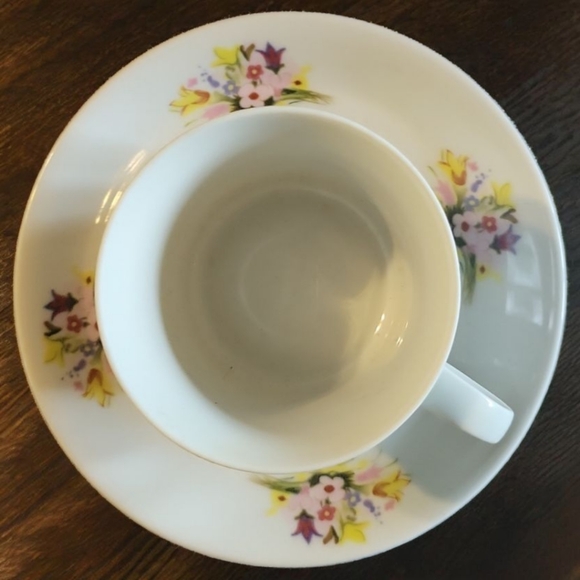 Vtg 1927-1938 Teacup Saucer Bavarian Tirschenreuth Couple Love Flowers Wedding - Picture 6 of 12